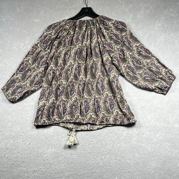 Ralph Lauren Blouse Womens Size Medium Paisley Denim Supply Gauzy Feel RL Boho - Picture 7 of 10